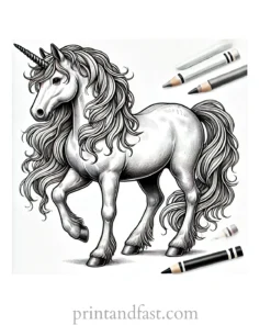 unicorn coloring page realistic