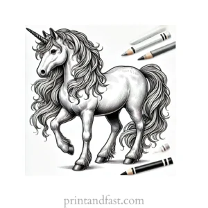 unicorn coloring page realistic