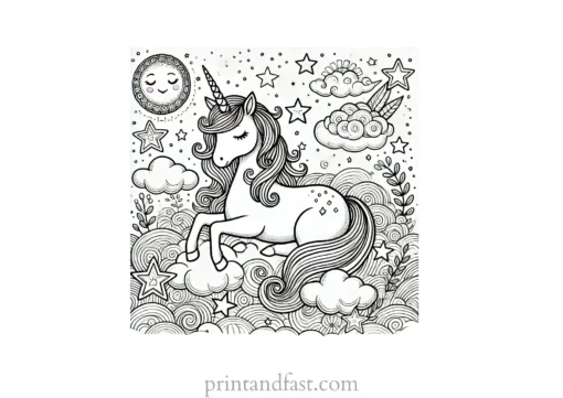 unicorn coloring page with dreams