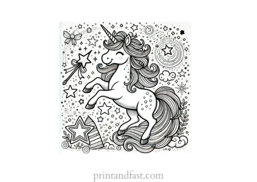 unicorn coloring page with magic