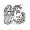 unicorn coloring page with mermaid