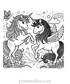 unicorn coloring page with unicorn