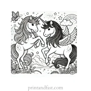 unicorn coloring page with unicorn