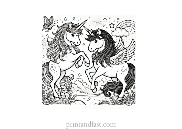 unicorn coloring page with unicorn