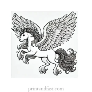 unicorn coloring page with wings