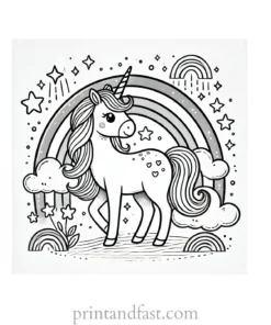 unicorn rainbow coloring page