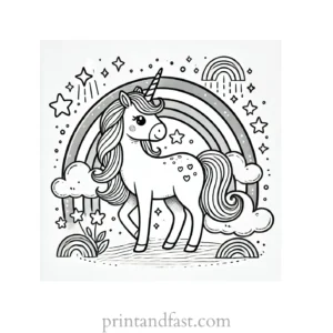 unicorn rainbow coloring page