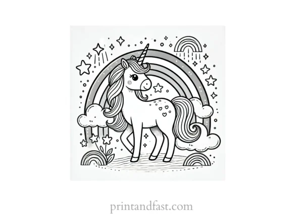 unicorn rainbow coloring page