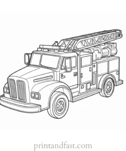 3D fire truck coloring page