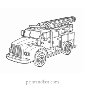 3D fire truck coloring page