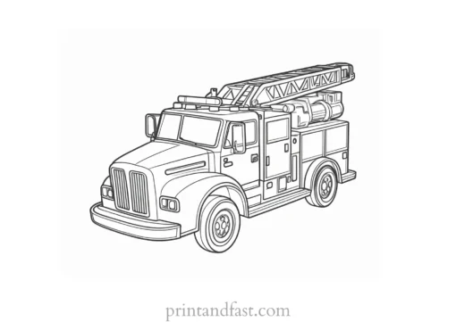 3D fire truck coloring page