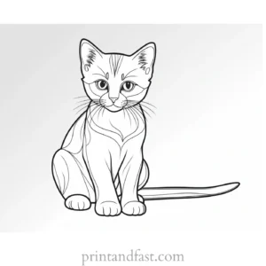 3D kitten coloring page