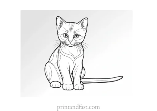 3D kitten coloring page