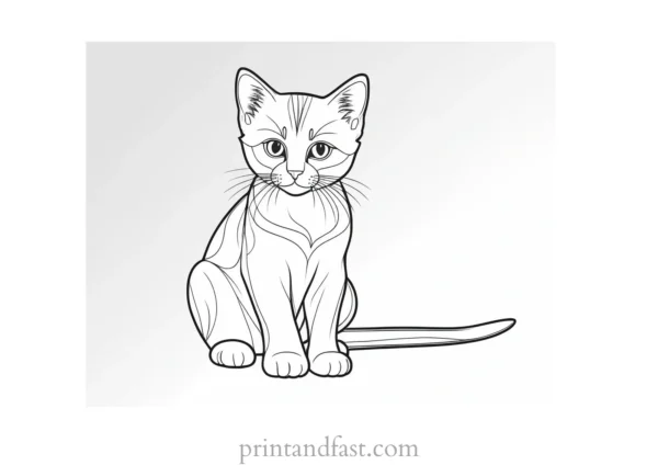 3D kitten coloring page