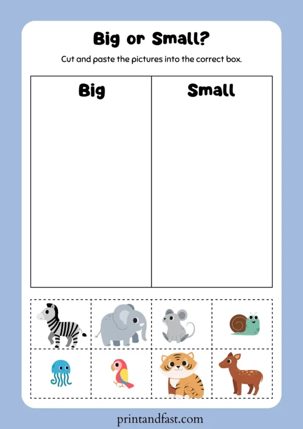 Big or Small kids activity