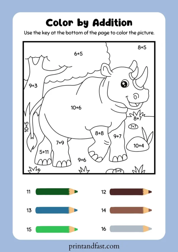 Color by Addition activity