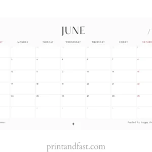 June 2024 calendar printable