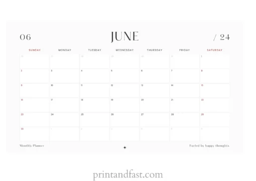 June 2024 calendar printable