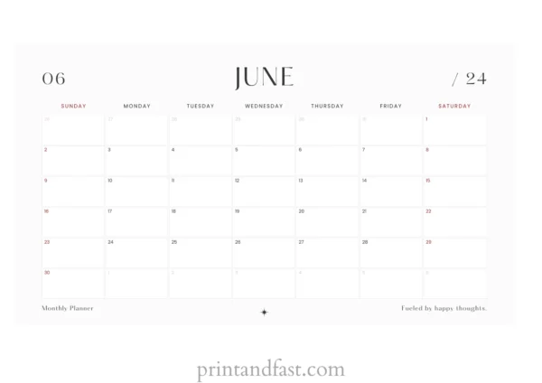 June 2024 calendar printable