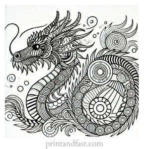 abstract dragon coloring page