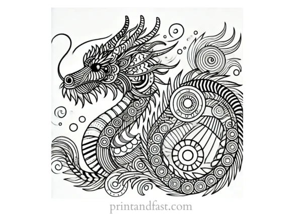 abstract dragon coloring page