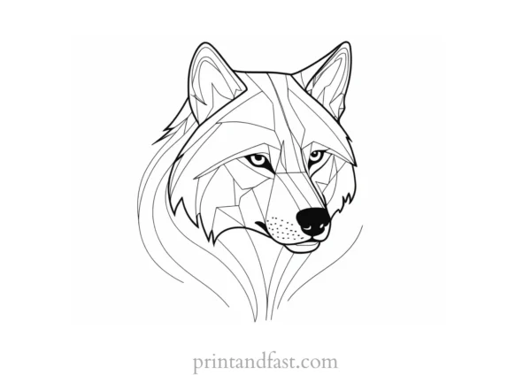 abstract wolf coloring page