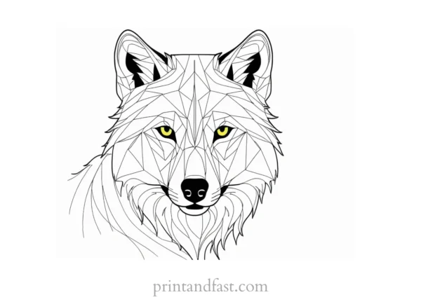 abstract wolf coloring sheet