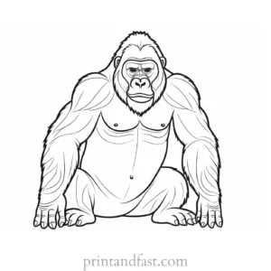 adorable Gorilla Coloring Page