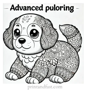 advanced puppy coloring page