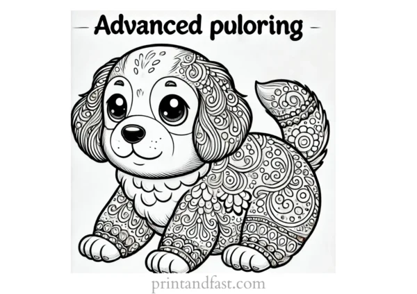 advanced puppy coloring page