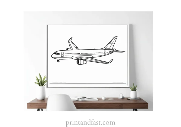 airplane coloring page easy