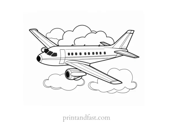 airplane coloring page with airport