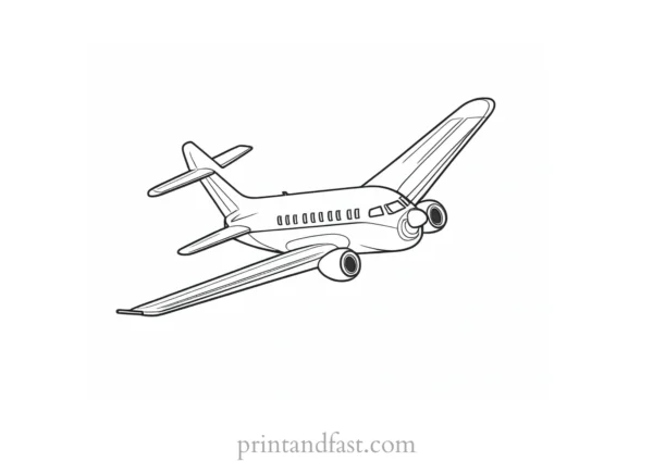 airplane coloring page with clouds