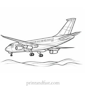 airplane coloring page with runway