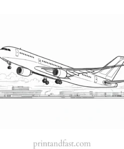 airplane coloring page with sky