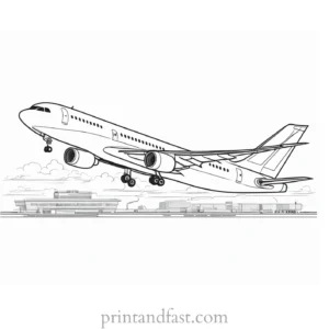 airplane coloring page with sky