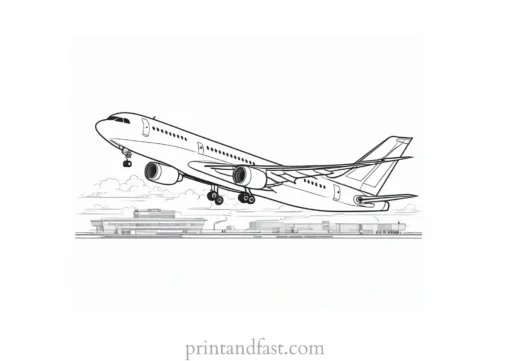 airplane coloring page with sky