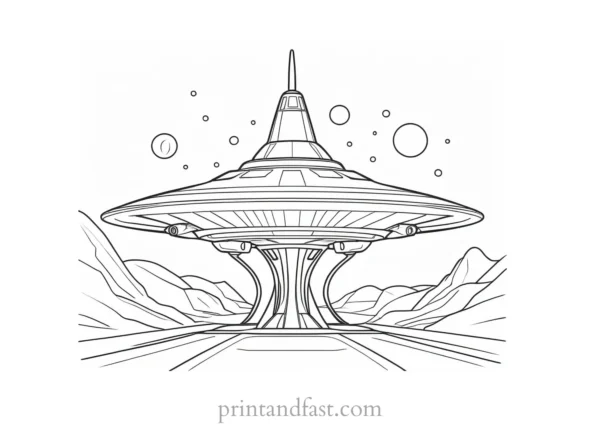 alien coloring page alien spaceship