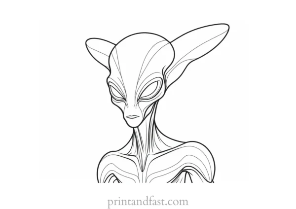 alien coloring page cartoon