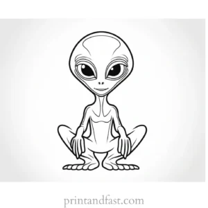 alien coloring page cute