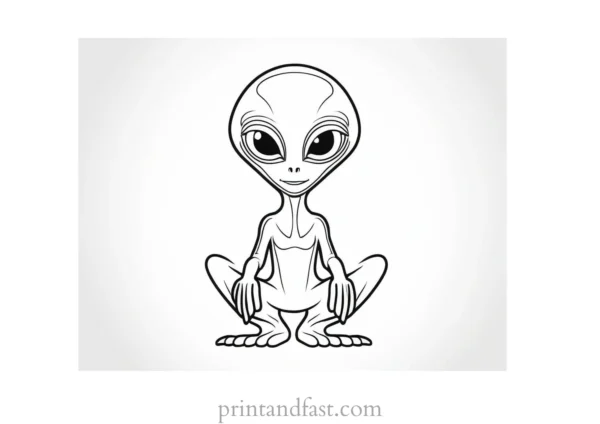 alien coloring page cute