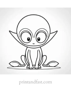 alien coloring page cute alien