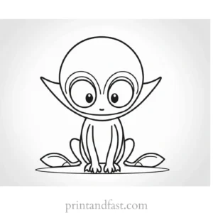 alien coloring page cute alien