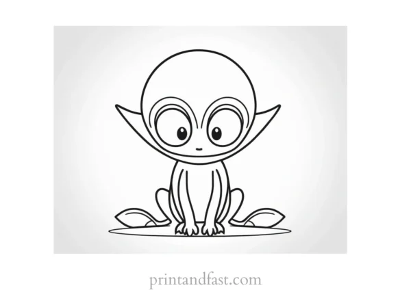 alien coloring page cute alien