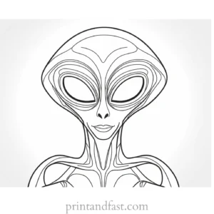 alien coloring page for kids