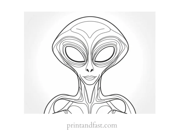 alien coloring page for kids