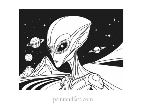 alien coloring page planets