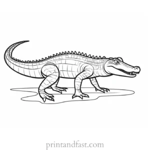 alligator coloring page cartoon