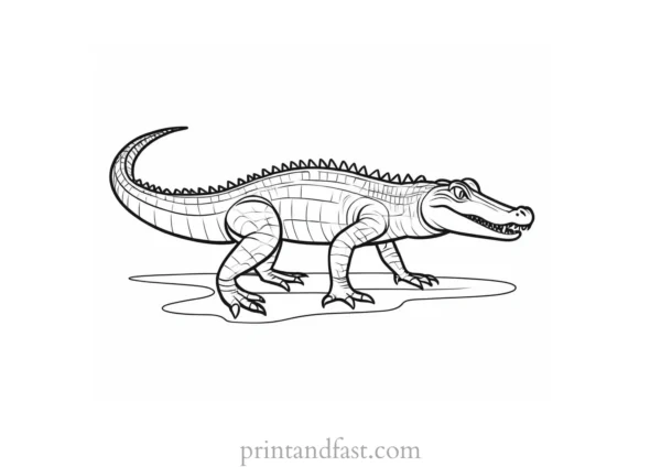 alligator coloring page cartoon