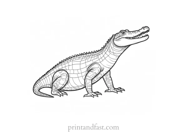 alligator coloring page crayon